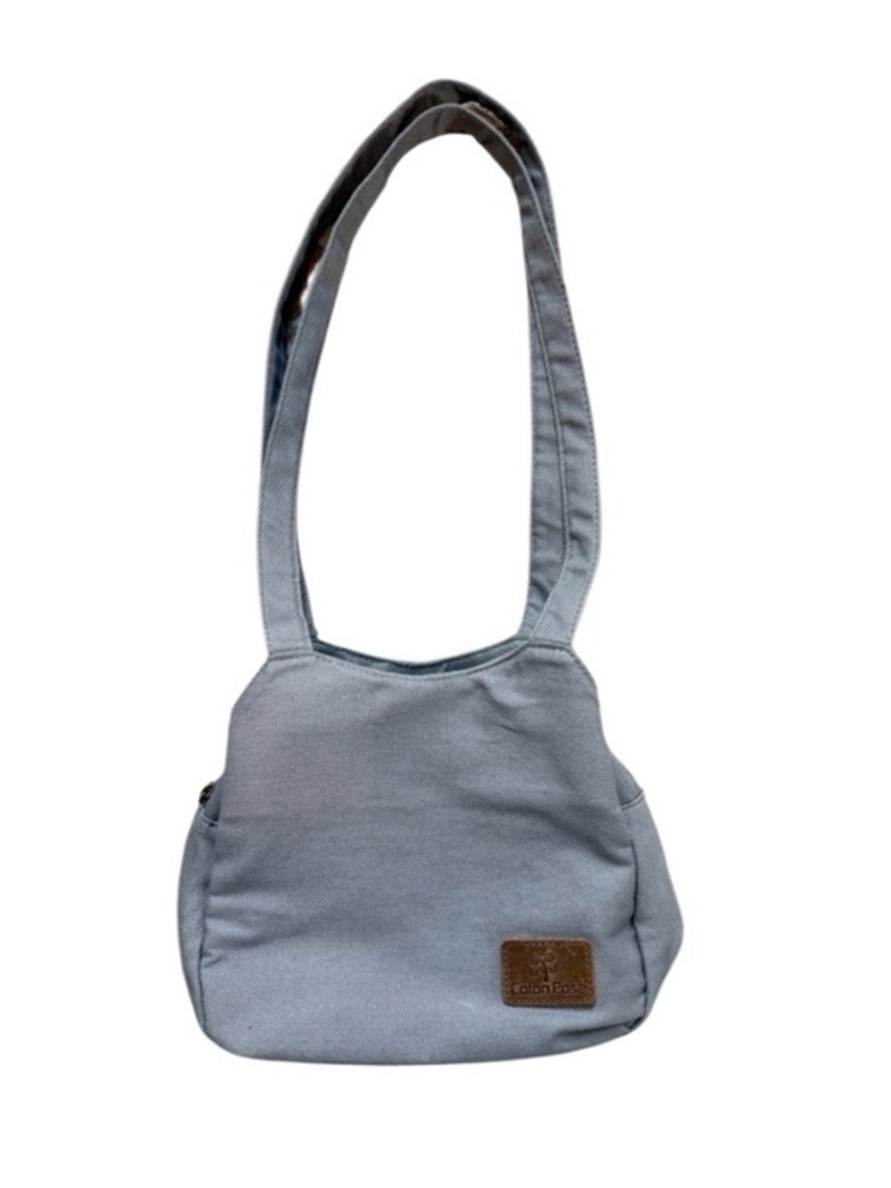 Coton Pose Grey Canvas Hobo Shoulder Bag - Vegan Leather‎ Patch - OS